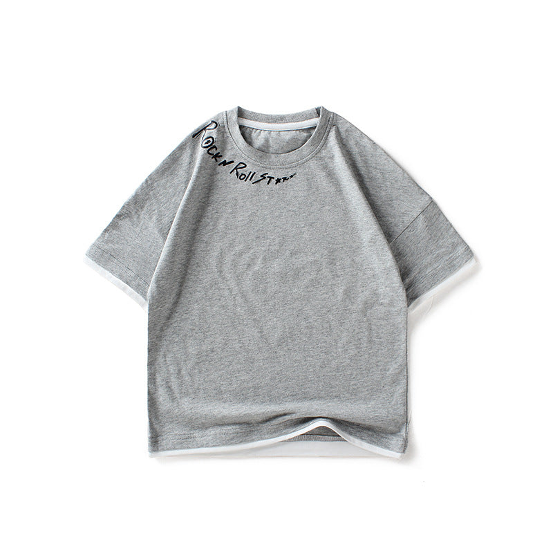 Middle And Large Children's Top Short Sleeves
