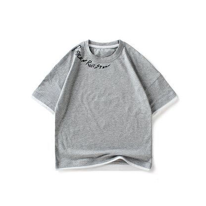 Middle And Large Children's Top Short Sleeves