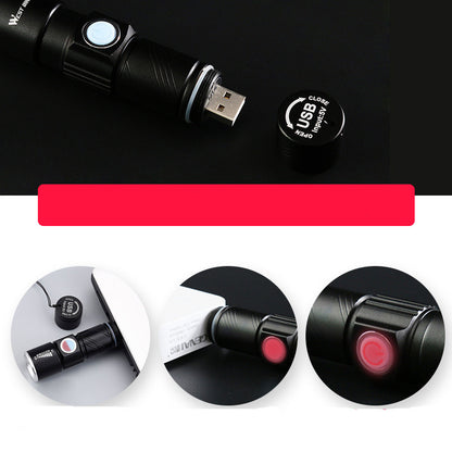 Bicycle Light Stretch Zoom Mountain Bike LED Flashlight Riding Headlight USB Rechargeable