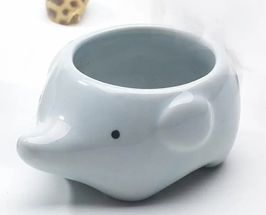 Ceramic Cartoon Hedgehog Pig Elephant With Bottom Hole Succulent Flower Pot