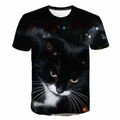 Summer Kids Korean Kitty Print Short Sleeve