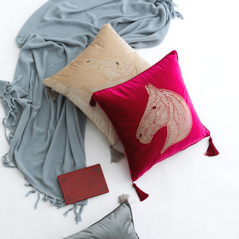 Bedroom Bedside Hot Drill Horse Head Pillow Cover