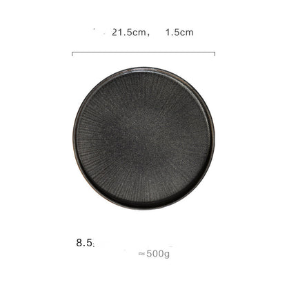 European Style Flat Plate Creative Ceramic Relief Personalized Kiln Glazed Western Tableware