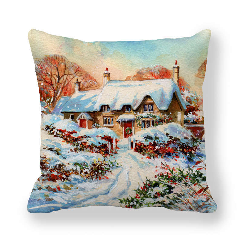 Christmas Style Encryption Peach Skin Fabric Pillow Cover