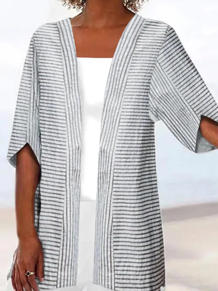 Printed Loose Top Fashion Coat