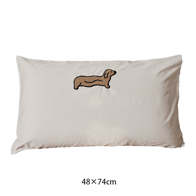 Milk Coffee Colored Plush Pure Cotton Three-dimensional Embroidery Pillowcase