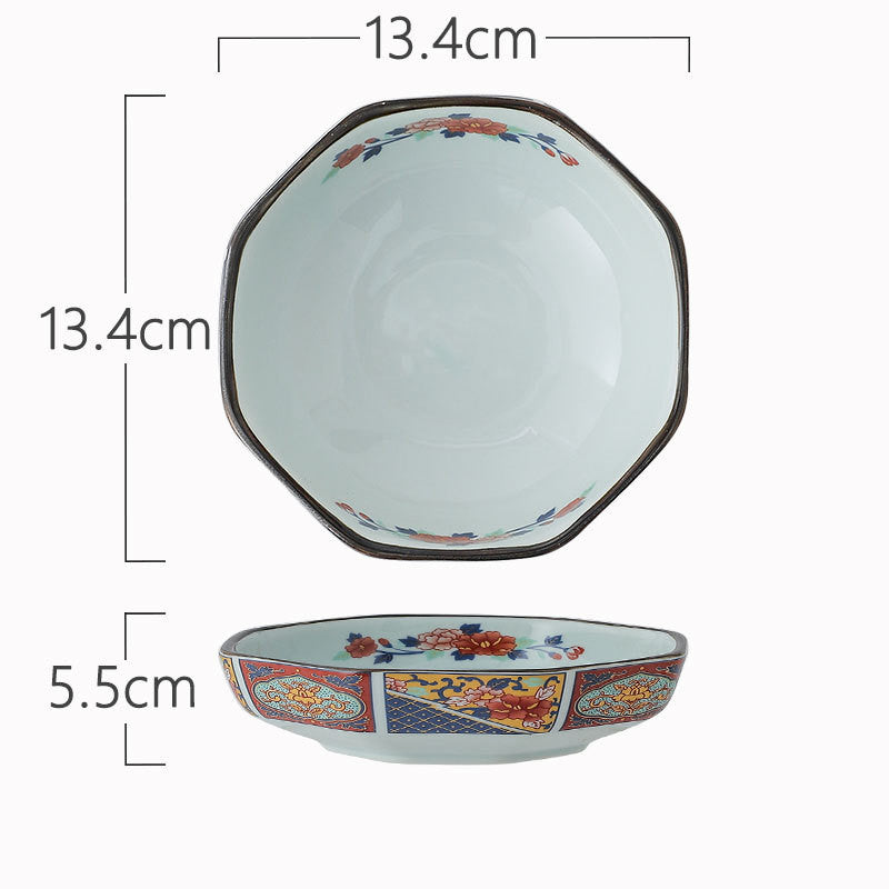 Ceramic Bowl Japanese Octagonal Tableware For Household Use