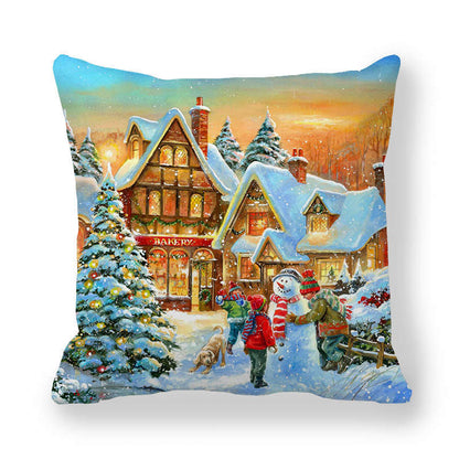 Christmas Style Encryption Peach Skin Fabric Pillow Cover