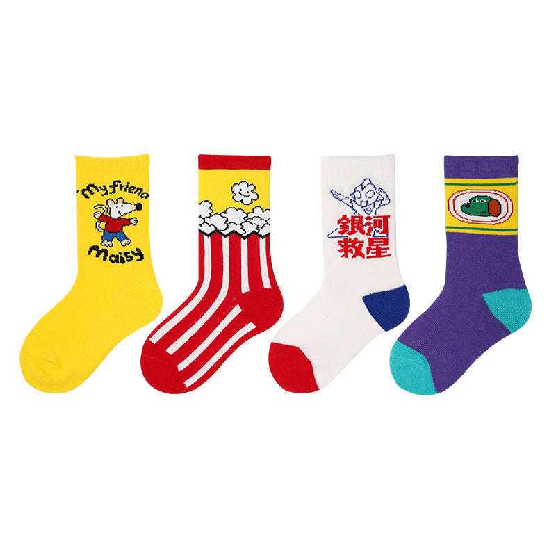 Children's Socks, Trendy Socks, Spring Letters, Street Sports Style