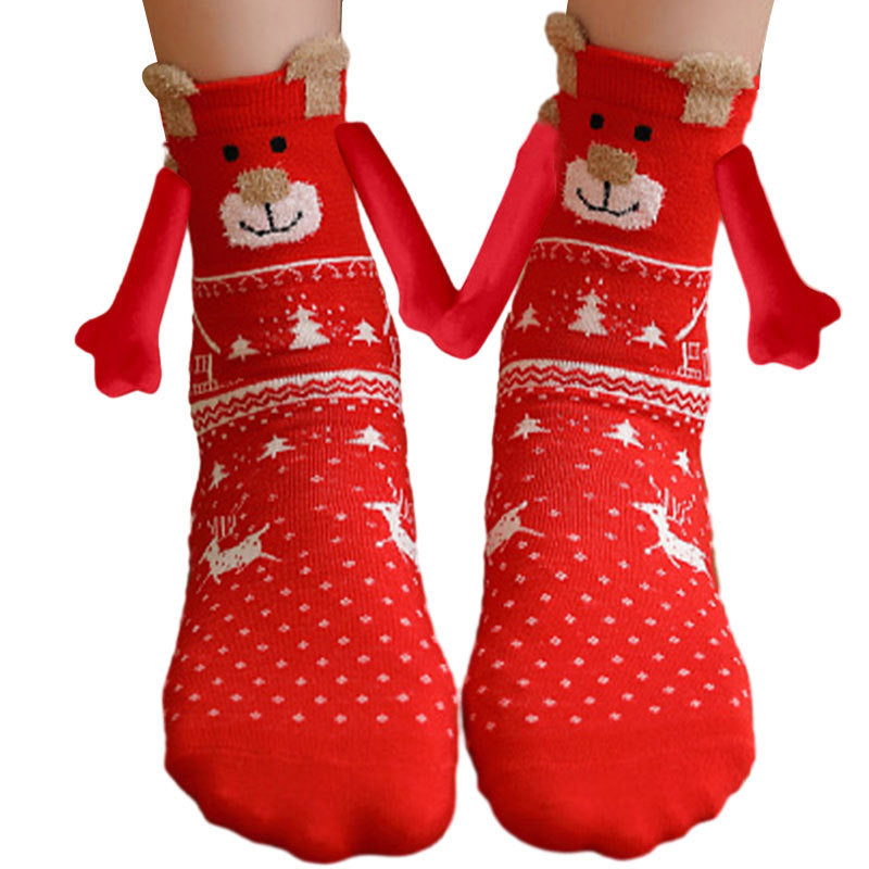 Hand Holding Couple Magnetic Handle Christmas Stockings