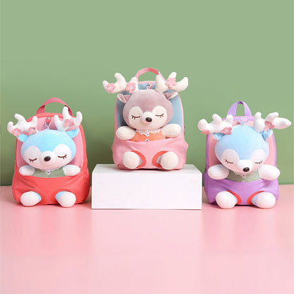 Cartoon Plush Split Elk Cute Children's Small Backpack