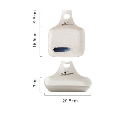 Japanese Style Single Handle Ceramic Plate Household Creative Dining Table