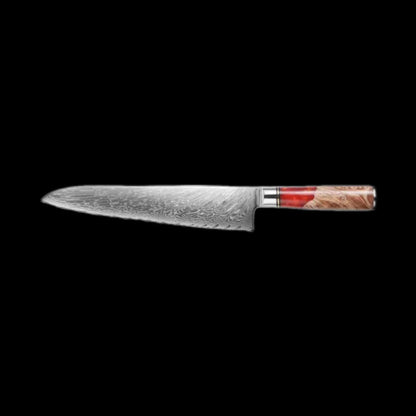 Damascus Steel Black Stabilized Wood Resin Handle Kitchen Knife