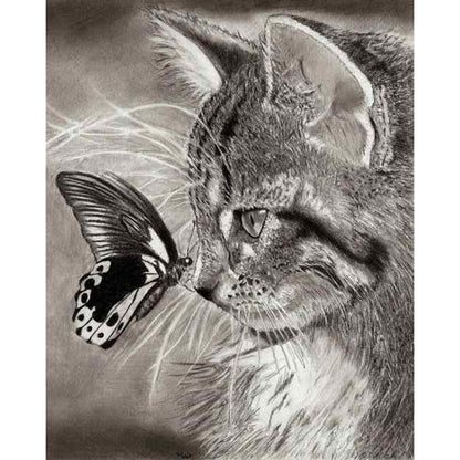 Diamond Cat And Butterfly Embroidery Kit Resin Cross Stitch DIY Craft Hobby
