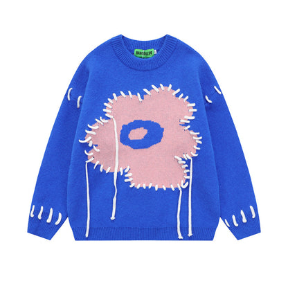 Sewn Design Feel Flower Pullover Sweater Men