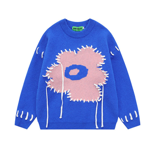 Sewn Design Feel Flower Pullover Sweater Men