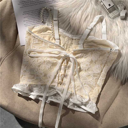 Slim-fit Outer Wear Lace Vest Sleeveless Bottoming Top