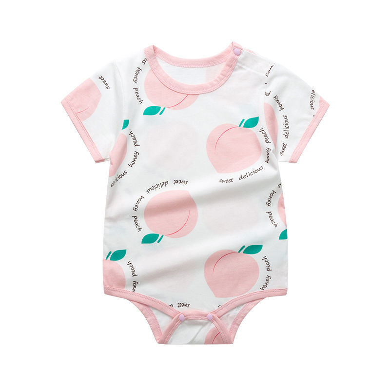 Girls Short-sleeved Triangle Jumpsuit Pajamas Bag Fart Clothes