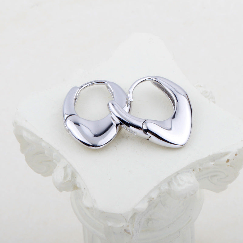 Glossy Personality Sterling Silver Stud Earrings Simple