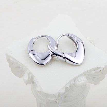 Glossy Personality Sterling Silver Stud Earrings Simple