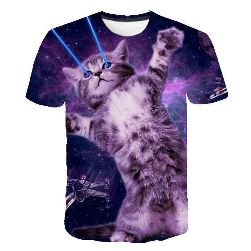 Summer Kids Korean Kitty Print Short Sleeve