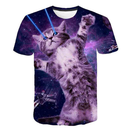 Summer Kids Korean Kitty Print Short Sleeve