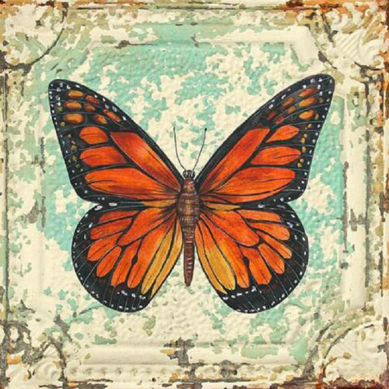 Orange Butterfly Cross Stitch Diamond Embroidery