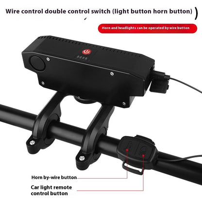 Super Bright Bicycle Light Night Riding ABS Horizontal Headlight With Horn