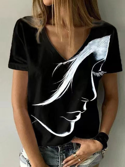 Women's Printed Pullover Short-sleeved Top