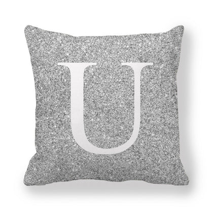 Fashion Gray Shading 26 English Letters Encrypted Peach Skin Fabric Pillow Cover