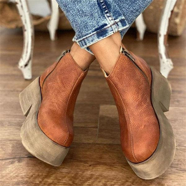 Low Round Toe Platform Women Martin Boots