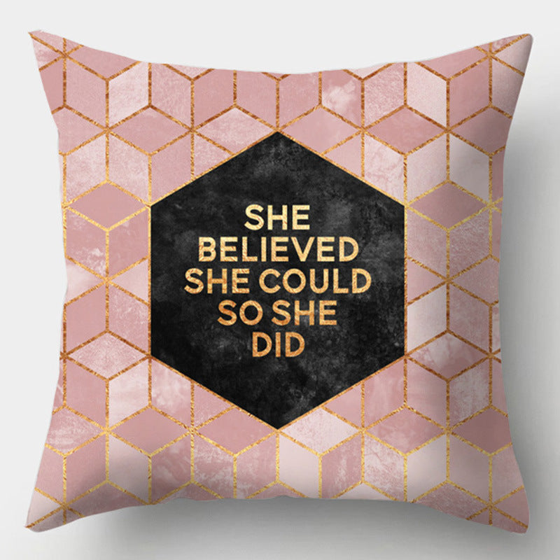 Modern Simple Pillow Home Cushion Geometric Amazon Hot Sale Peach Skin Fabric