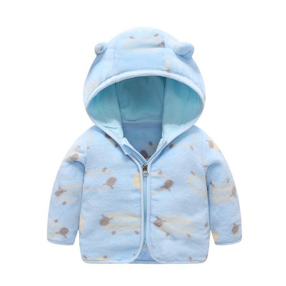 Children's Coral Fleece Jacket Padded Warm Hooded Top