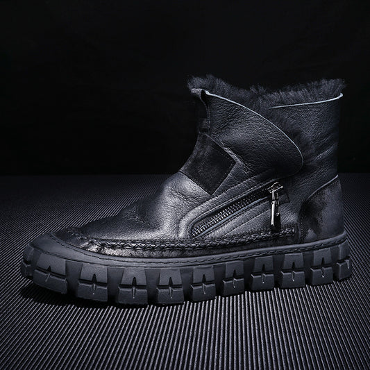New Fur One Boot Men's Leather Wool And Fleece