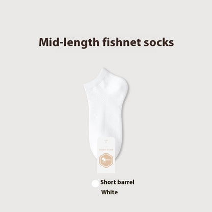 Pure Cotton Breathable Mesh Short Socks Men's Deodorant And Sweat-absorbing Summer Antibacterial