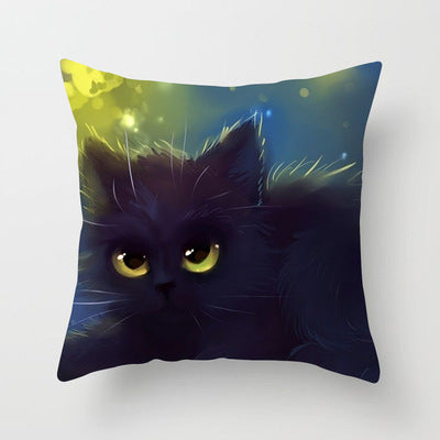 Home Office Cartoon Cat Peach Skin Fabric Throw Pillowcase