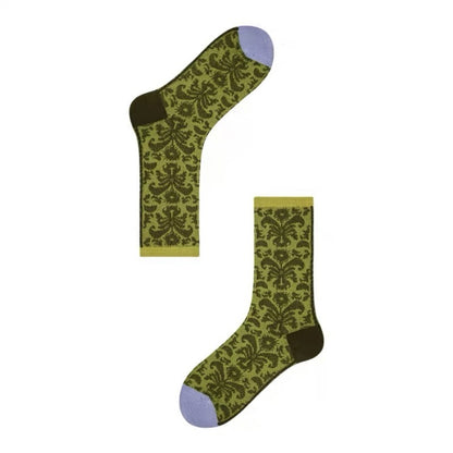 Printed Roll Grass Pattern Mid-calf Socks
