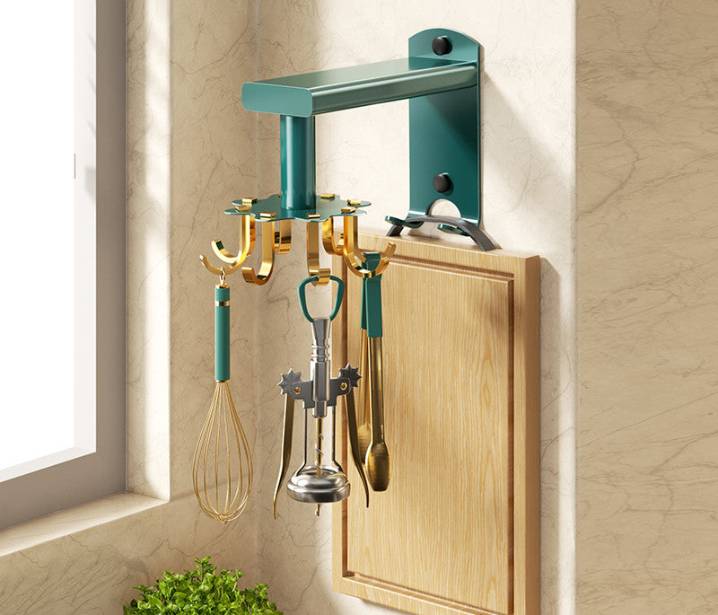 Kitchen Rotating Hook Spatula Shelf Wall Multifunctional Wall Hanging Storage Rack