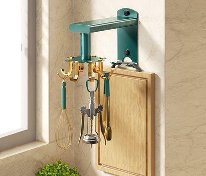 Kitchen Rotating Hook Spatula Shelf Wall Multifunctional Wall Hanging Storage Rack