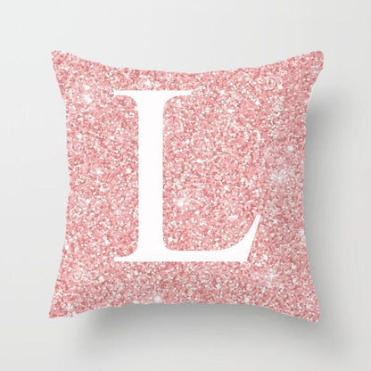 Metal Letters Peach Skin Fabric Pillow Cover Cushion Cover