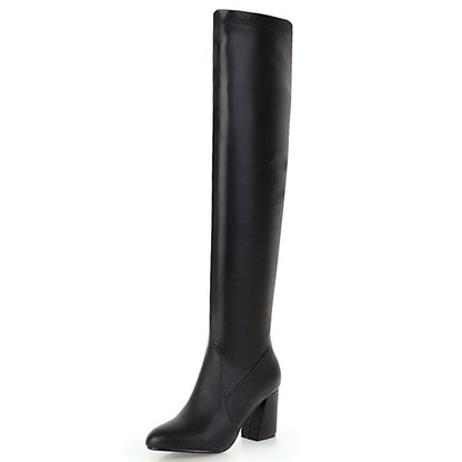 Chunky Heel Stretch Over The Knee Boots High Heel Boots Plus Size