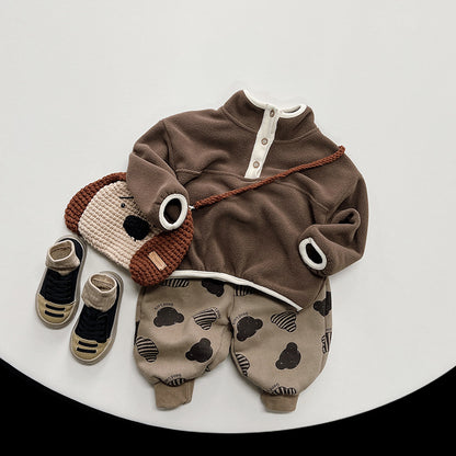 Boys' Korean-style Mori Style Warm Thin Top