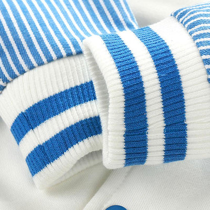 Boys And Girls Label Baseball Uniform Color Block Striped Jacket