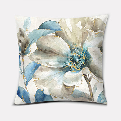 Ink Chinese Painting Art Flower Cotton Linen Pillowcase