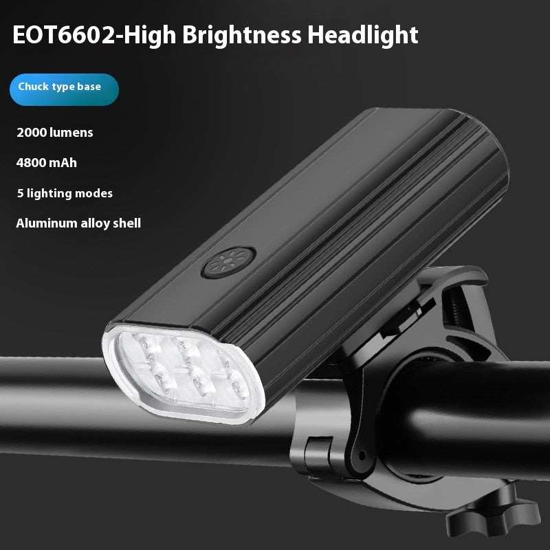 Bicycle Light 2000LM Aluminum Alloy 6 XPT Large Lamp Bead Headlight TYPE-C Can Be Mounted
