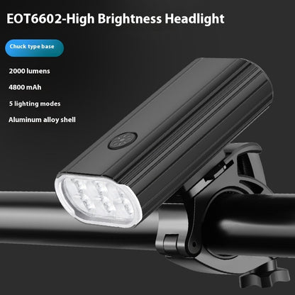 Bicycle Light 2000LM Aluminum Alloy 6 XPT Large Lamp Bead Headlight TYPE-C Can Be Mounted