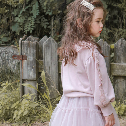 Strawberry Shan Children's Girl Pullover Western Style Lace Loose Pullover Long Sleeve