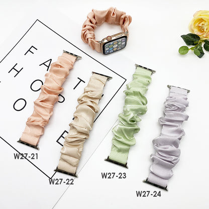 Solid Color Satin Printed Large Intestine Ring Elastic Strap
