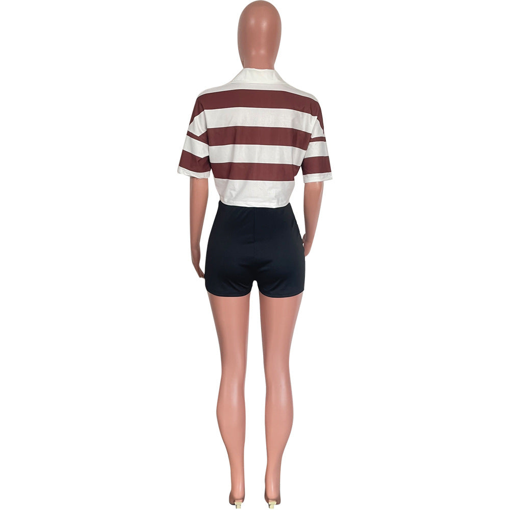 Women's Summer New Sunken Stripe Short-sleeved Top Fashion Positioning Striped Drop-shoulder Sleeve Loose T-shirt