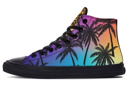 Men's And Women's Fashion Color Printing High-top Canvas Shoes